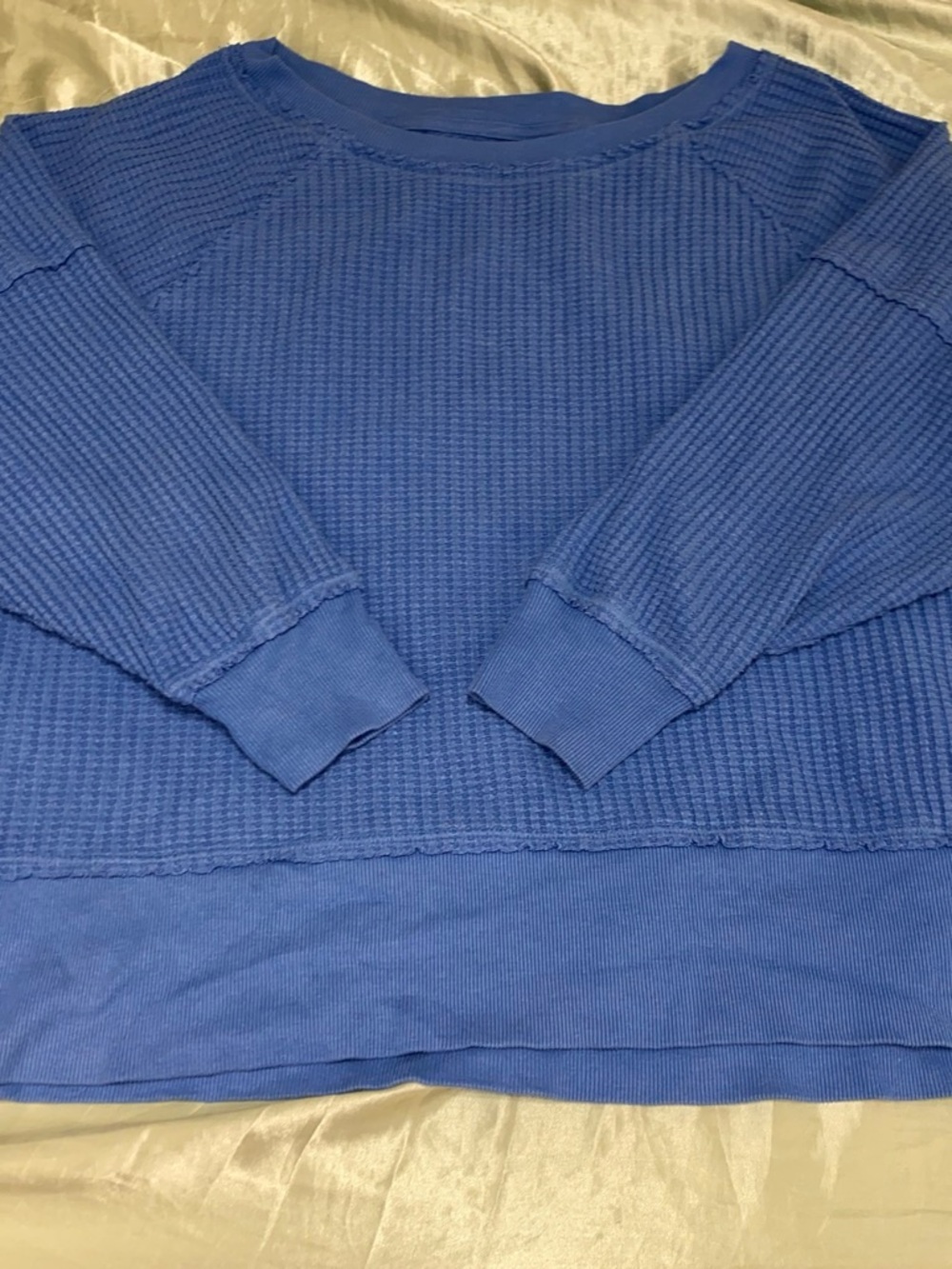 American Eagle Outfitters Men's Waffle Knit Crewneck in Cobalt Blue